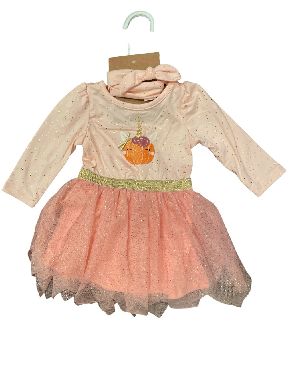 Young Hearts Infant Girls Pink Fall Dress with Tulle Skirt 3-6 months NWT